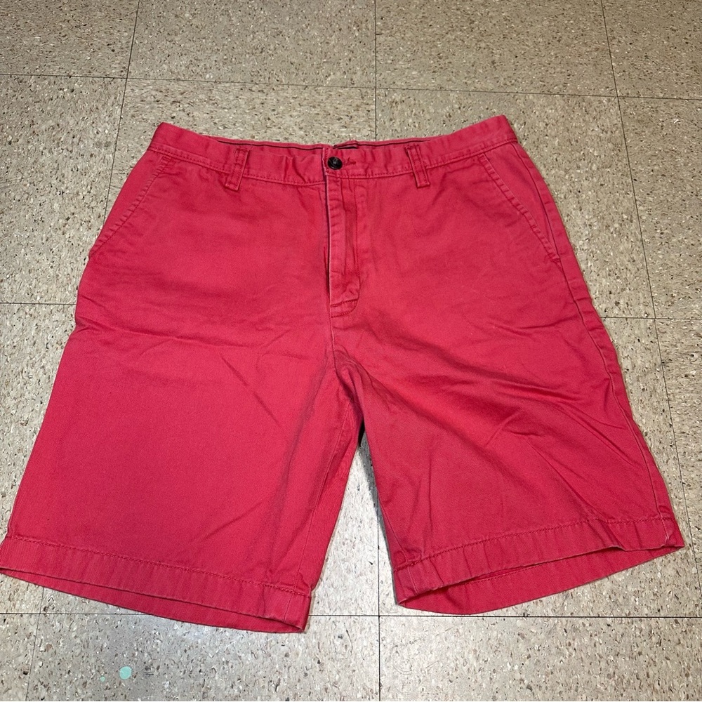 Nautica Mens Red Chino Shorts Flat Front Cotton Casual Beach Preppy Vacation 34